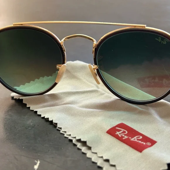 Ray-Ban Round Double Bridge RB3647 001/70 Gold - Picture 6 of 7